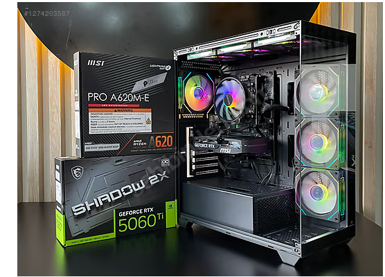 SIFIR SİSTEM/MSİ RTX 5060Tİ/RYZEN 5 7500F/16 GB DDR5/AKVARYUM.K