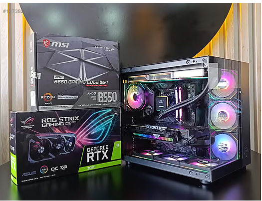ASUS ROG RTX3080/RYZEN 5 5600/16GB RGB RAM/1TB SSD/AKVARYUM KASA